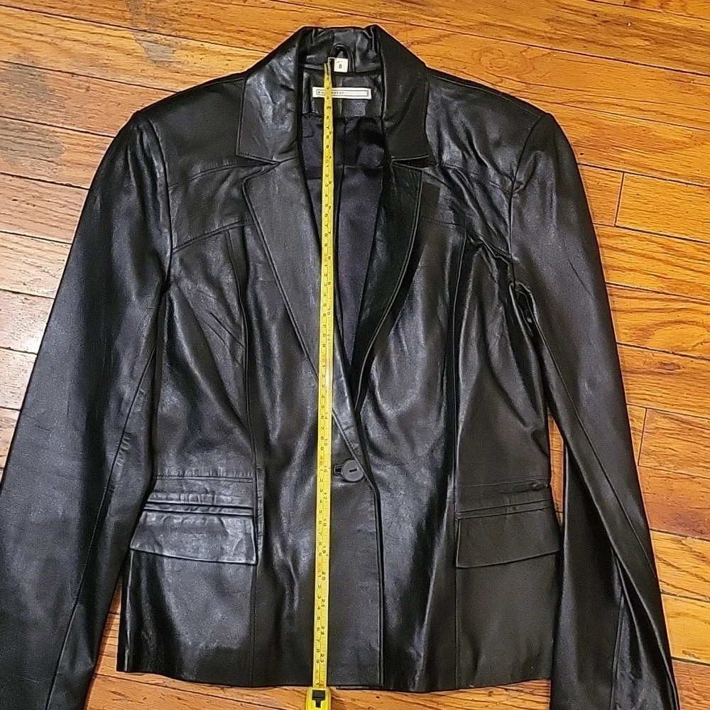 Vintage 90s Leather Jacket Size‎ 8 Black Grunge Baddie Button